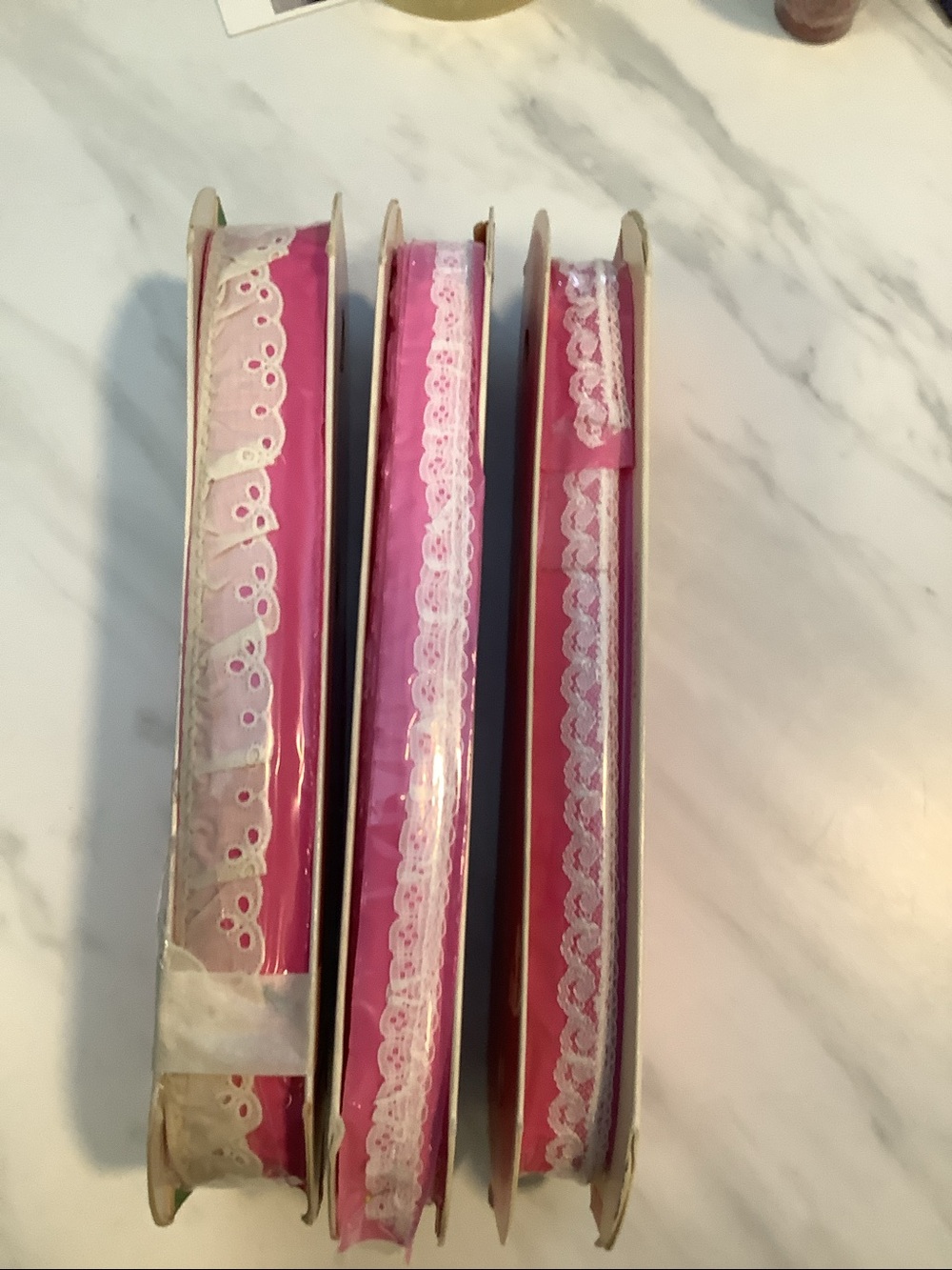 Lot 3 SPOOLS Vintage Wrights Eyelet & Lace Made in USA